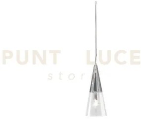 Sospensione trento 1 luce cromo e trasparente attacco e14 vetrp d.15cm