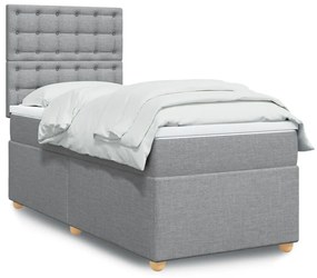 Giroletto A Molle Con Materasso Grigio Chiaro 90x190 Cm Tessuto /