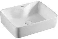 Lavabo d'appoggio quadrato ceramica bianca senza troppo pieno altezza 13 cm