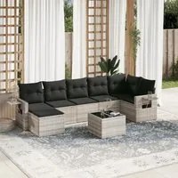 Set Divano da Giardino 8pz con Cuscini Grigio Chiaro Polyrattan 3252829