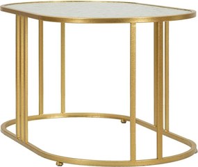 Tavolino da salotto bianco/dorato con piano in vetro 50x90 cm Antalia – Mauro Ferretti