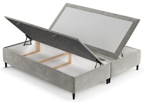 Letto matrimoniale imbottito grigio chiaro con contenitore 200x200 cm Tate - Maison de Rêve