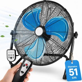 Ventilatore da Terra Pale Ø51 cm con Telecomando Silenzioso Inclinazione Regolabile Nero...