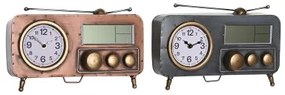Orologio da Tavolo DKD Home Decor 33 x 11,5 x 26 cm Grigio Rame Ferro Vintage (2 Unità)