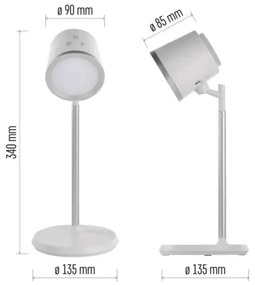 LED Lampada da tavolo ricaricabile dimmerabile 4in1 LED/6W/3,7V 3000K/4000K/6500K bianco
