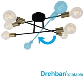 Briloner 3868-065 - Lampadario a plafone BLACK STEEL 6xE27/60W/230V