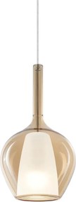 Ideal Lux - Lampadario a cavo KALIQUE 1xE27/42W/230V Ø 18 cm beige fumé