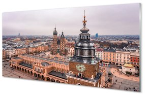 Quadro acrilico Chiese invernali panorama di Cracovia 100x50 cm