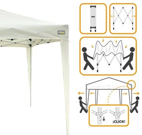 Gazebo Aktive 300 x 250 x 300 cm Stoffa Acciaio Bianco
