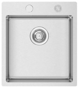 Lavello semincasso 1 vasca RODI Box Lux 46 piletta tonda inox L 50.5 x L 45 x P 20 cm argento
