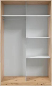 Armadio Guardaroba A 2 Ante Scorrevoli 120 Cm Con Barra Appendiabiti Rovere TOP020W