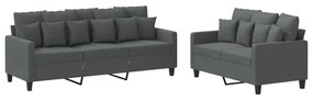 Set di divani 2 pz con cuscini grigio scuro in tessuto