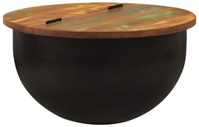 Tavolino Da Salotto Nero 50x27 Cm İn Legno Massello Di Recupero /