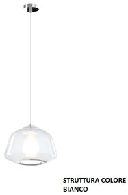 Sospensione bianco 1 luce vetro alpha trasparente 1176bi-s1 alpha-tr