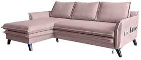 Divano letto angolare rosa cipria, angolo sinistro Charming Charlie - Miuform