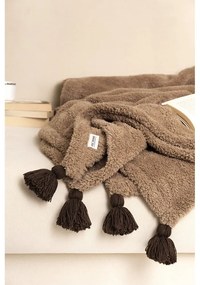 Copriletto marrone in micropush per letto matrimoniale 200x220 cm Pufffy - Mijolnir