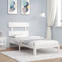 Giroletto con Testiera Bianco 90x200 cm in Legno Massello 3193517