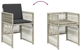 Set da pranzo da giardino 13pz con cuscini grigio in polyrattan