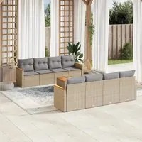 Set Divano da Giardino 9 pz con Cuscini Beige Misto Polyrattan 3225821