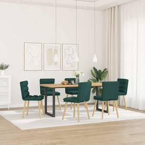 Sedie Da Pranzo 6 Pz Verde Scuro İn Tessuto /