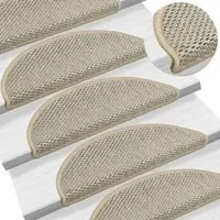 Tappeti Autoadesivi Scale Aspetto Sisal 15 pz 56x17x3cm Grigicod mxl 79462