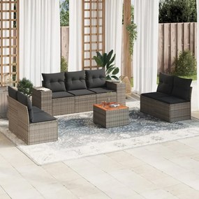 Set divano da giardino 8 pz con cuscini grigio in polyrattan