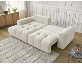 Divano angolare bianco allungabile/con contenitore (con penisola a sinistra/con chaise lounge) con rivestimento in ciniglia Roxelane – Bobochic Paris