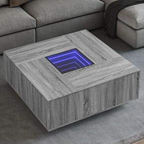 Tavolino da salotto con led infinity rovere sonoma 100x100x40cm