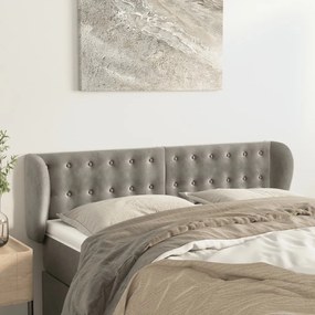 Testiera Ad Orecchio Grigio Chiaro 147x23x78/88 Cm İn Velluto /