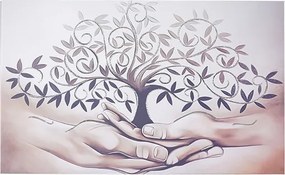 Quadro moderno in tela 65x125 cm tema Albero Della Vita con dettagli in argento