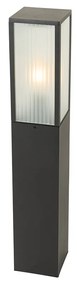 Lampada da terra per esterni nera con vetro rigato 80 cm IP44 - Charlois
