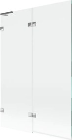 Mexen Lunar L paratia da vasca da bagno a 2 ante sinistra 120 x 150 cm, trasparente, cromata - 897L-120-100-01-00-L