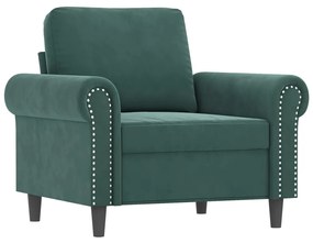 Poltrona verde scuro 60 cm velluto