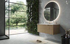 Mobile bagno quercia 100x46 cannettato Urbino 2.0 con lavabo sinistro in resina un anta e cassetto