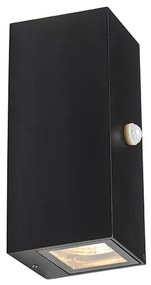Applique da parete nera 2 luci IP44 con sensore di movimento - Baleno