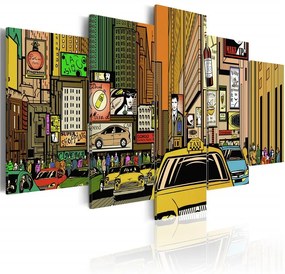 Quadro Vie di New York in un fumetto  Colore colorful, Dimensioni e Misure 100x50