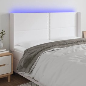 Testiera A Led Bianco 163x16x118/128 Cm İn Similpelle /