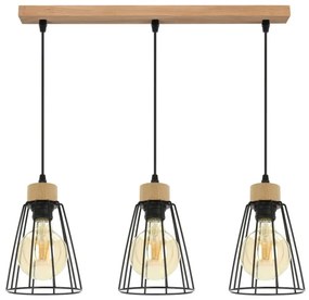 Spot-Light 1311374 - Lampadario a sospensione con filo ORAZIO 3xE27/60W/230V quercia