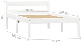 Giroletto Bianco in Legno Massello di Pino 90x200 cm