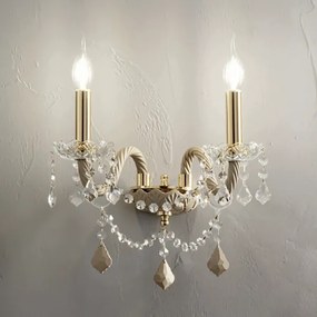 Applique OPERA 37 cm a 2 luci in vetro lavorato a mano Tortora