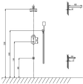 New line set doccia con soffione 21x21 quadro miscelatore 5vie incasso bocca e doccetta con flessibile 150 cm cromo