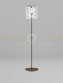 Ecos lampada da terra 35 bianco rigadin bronzo satinato 1 luce atta...