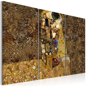 Quadro Klimt ispirazione  Bacio  Colore Oro, Dimensioni e Misure 120x80