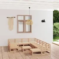 Set Divani da Giardino 12 pz in Legno Massello di Pino 3076039