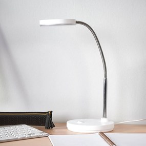 Lampada da scrivania a LED Lindby Milow, bianco, metallo, altezza 35 cm