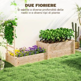 Fioriera Rialzata con Grigliato per Rampicanti e Divisorio 222x63x132 cm in Legno di Abete...