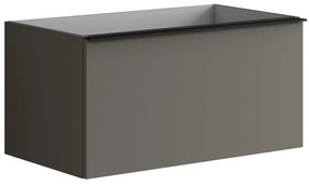 Mobile da bagno da fissare sotto lavabo L 80 x H 40 x P 45.5 cm grigio laccato, 2 cassetti Pixel plain