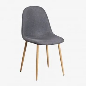 Confezione da 4 sedie da pranzo Glamm Legno naturale & Lino Cinza - Sklum