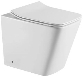Kamalu - WC salvaspazio rimless bianco opaco con sedile soft-close | LITOS-TFSO