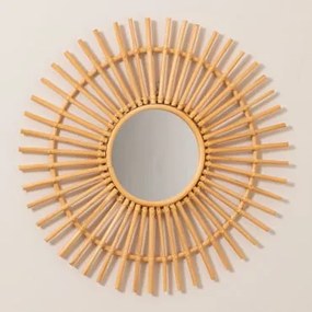 Specchio da parete rotondo in rattan (Ø60 cm) Beku Marrone Naturale - Sklum